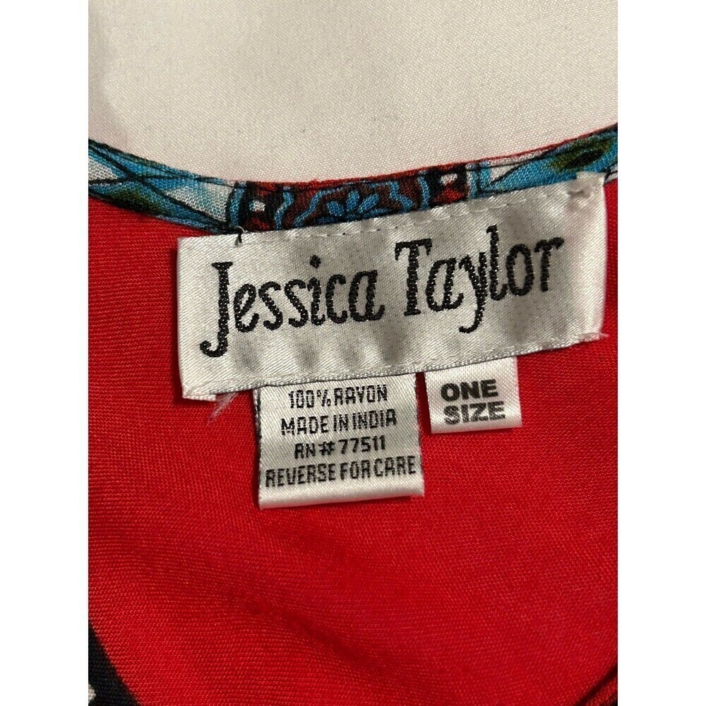 Jessica Taylor Boho Embellish Mixed Media Print Tank Shift Dress Size OS Beachy - Picture 6 of 9